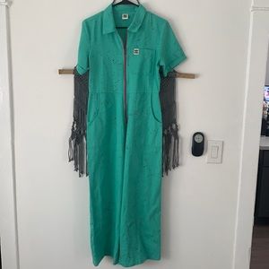 Lucy & Yak - Raglan Organic Cotton Boilersuit in Turquoise Jose Print